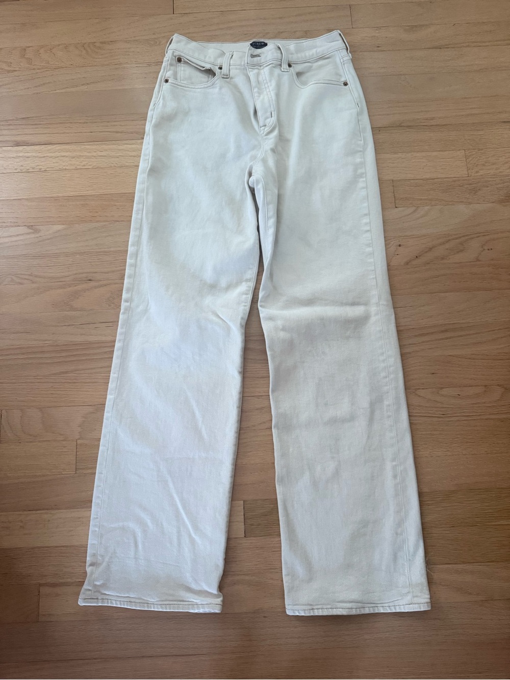 J Crew 29 Tall Beige Cream Slim Wide Leg Jeans